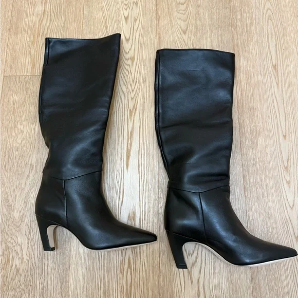 Everlane The Knee-High Banana Heel Boot in black leather size 7 new without box - Picture 7 of 14